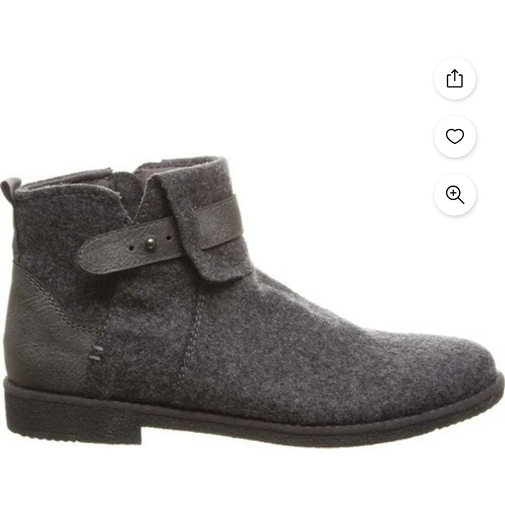 Bearpaw Solstice Women’s Size 7 Ankle Bootie WOOL Winter SIDE ZIP Gray